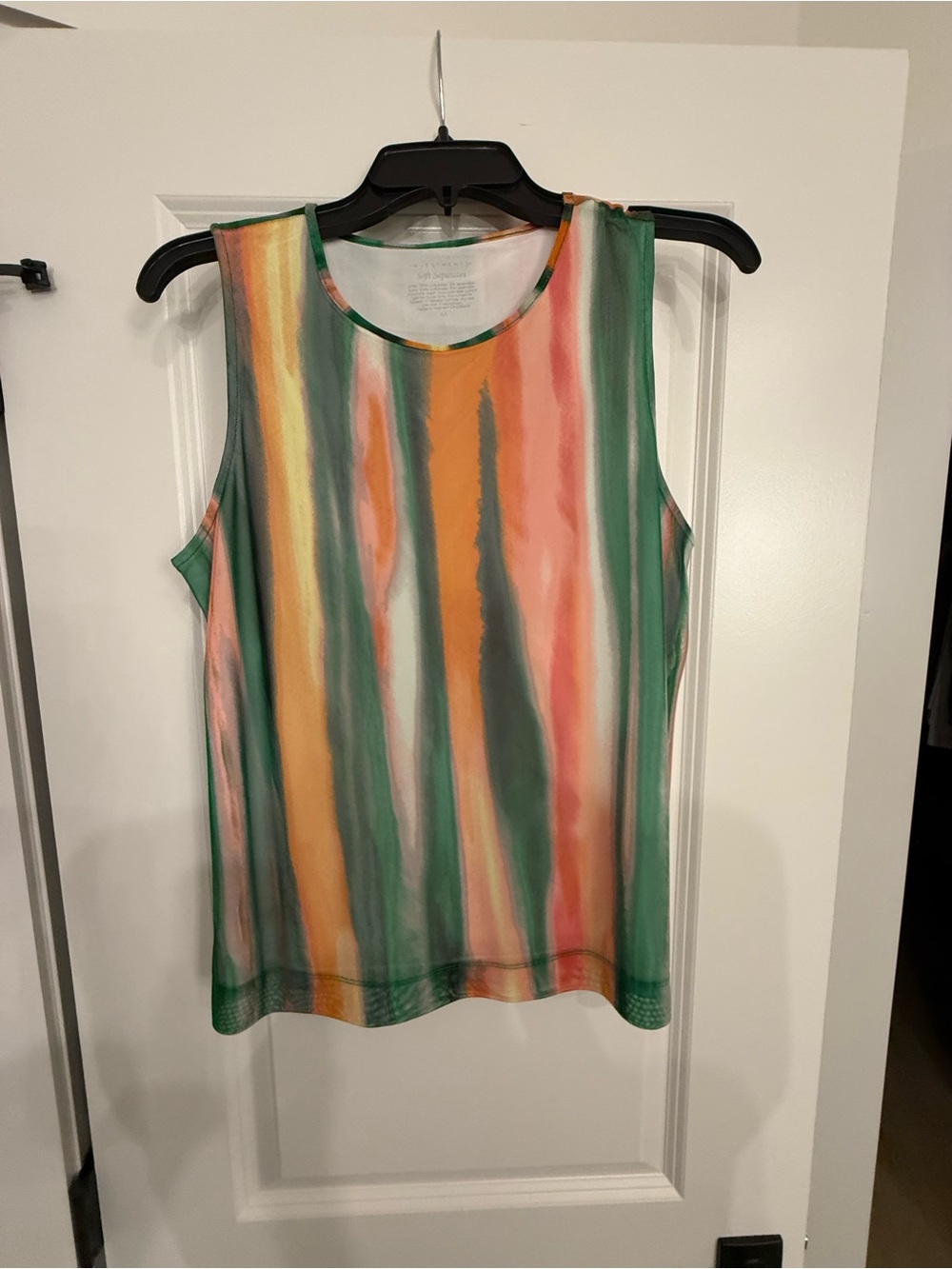 Investments Watercolor Stripe Sleeveless Tank - Green/Orange/Pink